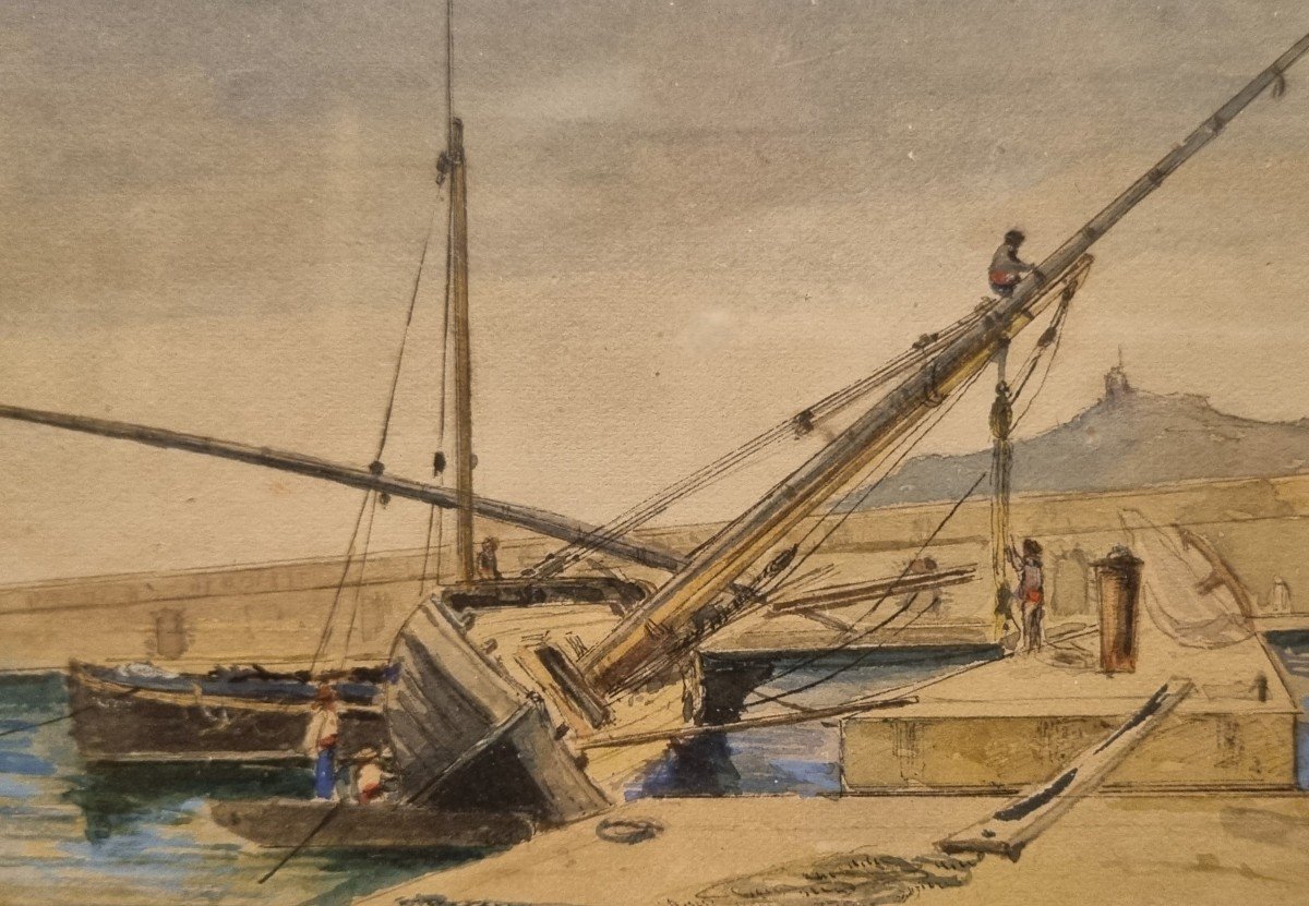 Pierre LETUAIRE - La réparation d'un bateau à quai-photo-1