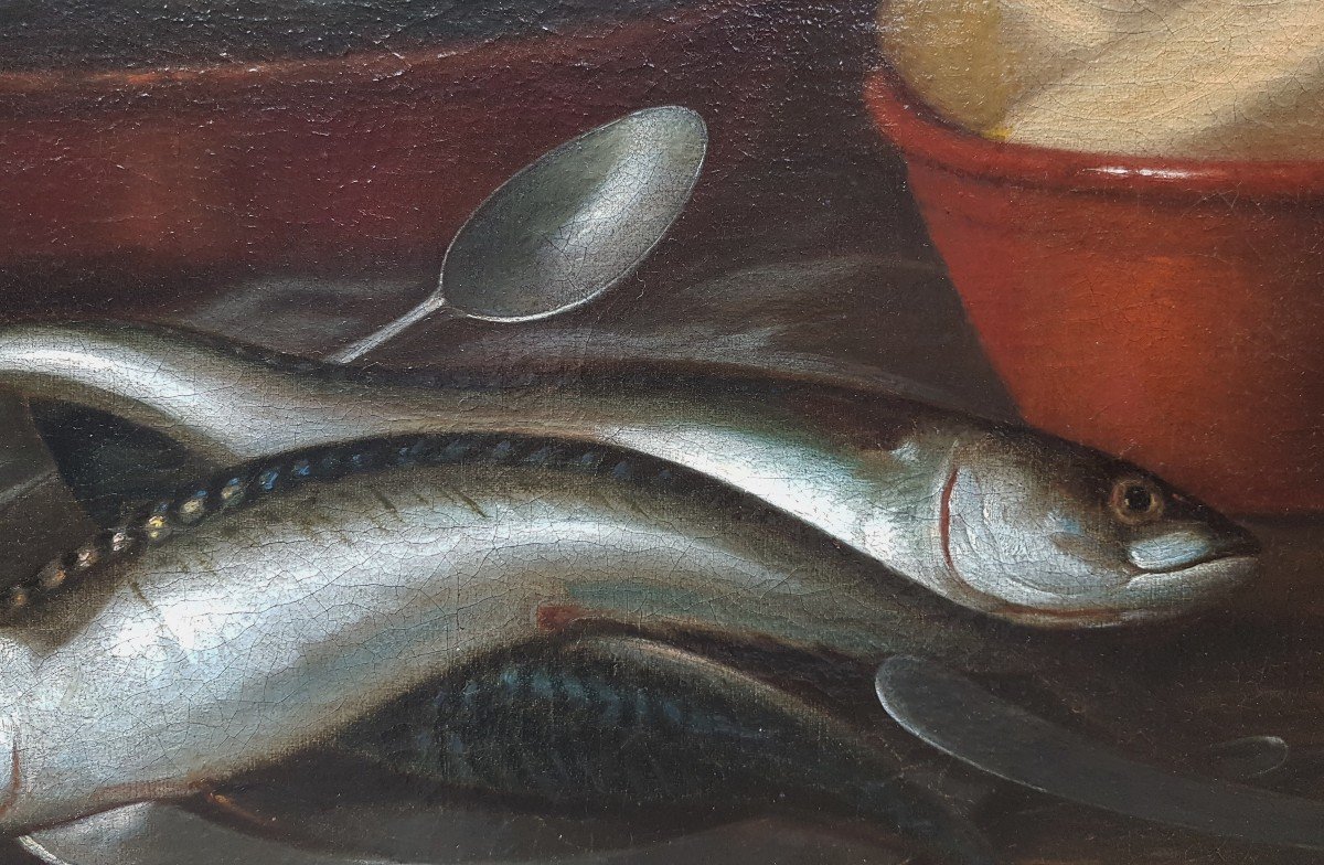Ecole flamande du XVIIe siècle - Nature morte aux poissons-photo-4