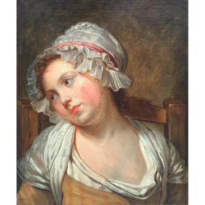 French School Of The Late 18th Century (after Jean-baptiste Greuze) - Portrait Of A Young Girl