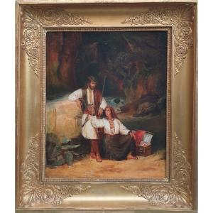 French School (around 1820/1830) - The Bandit, His Wife And The Treasure