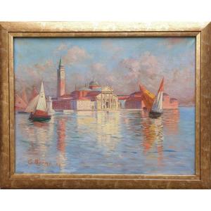 Edouard Berne - View Of San Giorgio Maggiore And The Campanile In Venice From The Lagoon