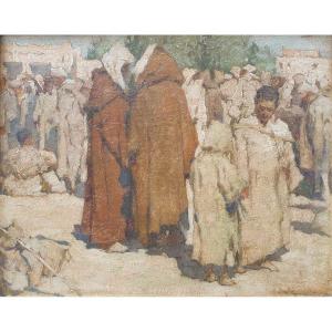 Raoul GUIRAUD - Scène dans un souk au Maroc