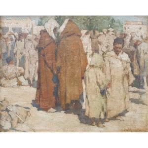 Raoul Guiraud - Souk Scene In Morocco