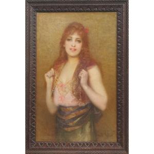 Paul TILLIER - Portrait d'une jeune femme rousse aux yeux verts