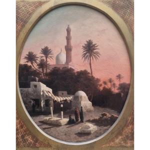 Alexandre Curt - Landscape With A Mosque In Cairo 