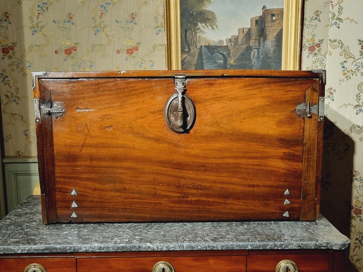 Cabinet De Voyage Du XVIIème Siècle En Bois Exotique Et Indigène.-photo-4