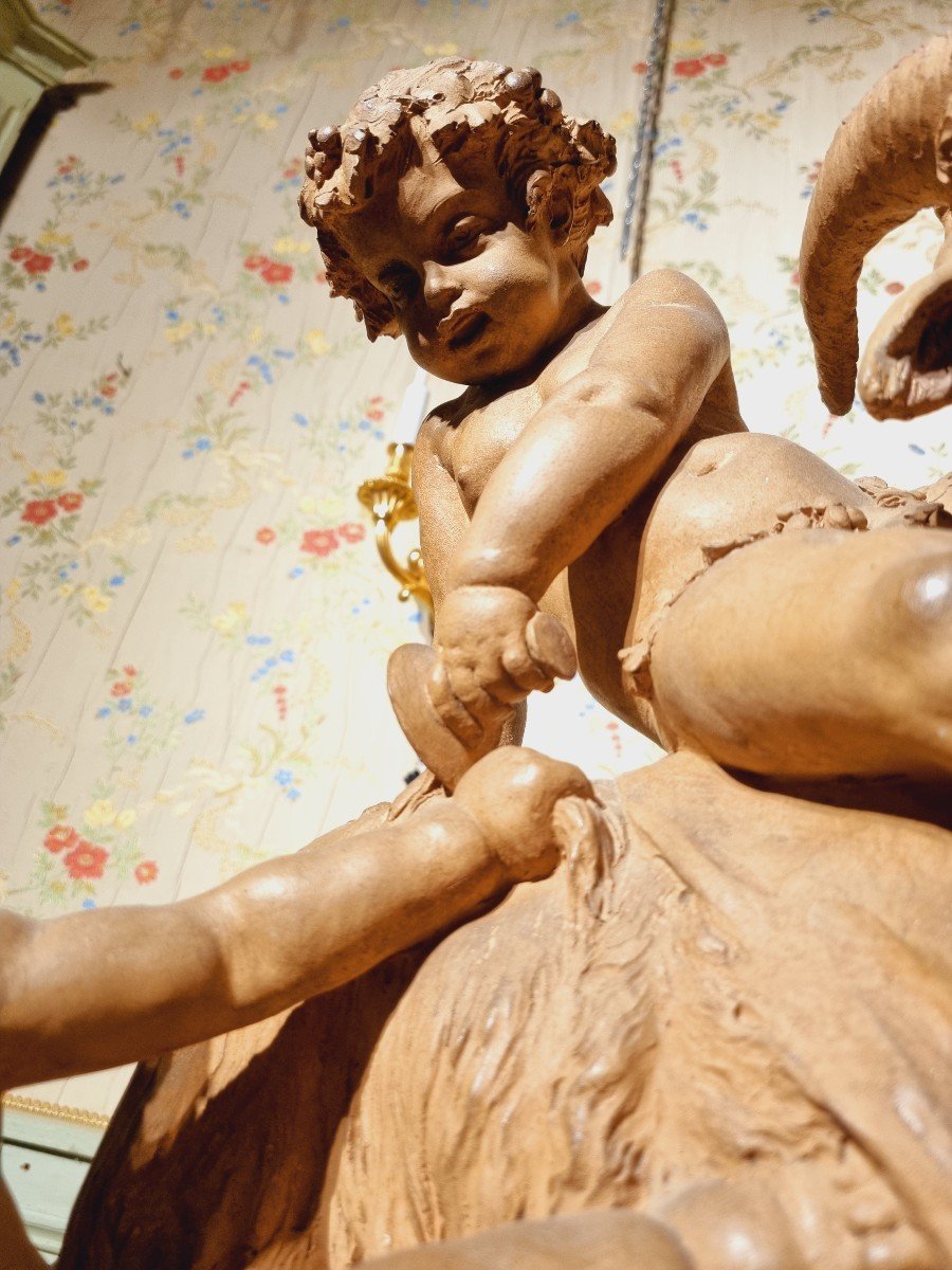 « bacchanale  » Grande Sculpture En Terre Cuite XIXème-photo-1