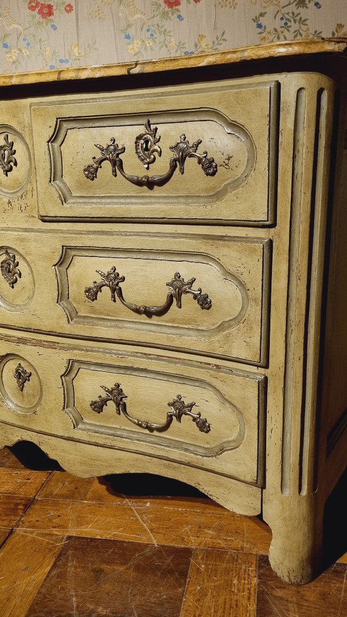 Louis XV Commode, Painted Wood, 18th Century-photo-2