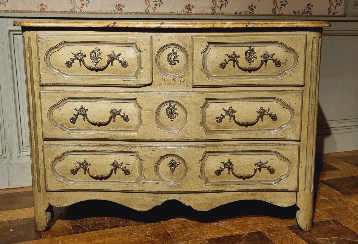 Louis XV Commode, Painted Wood, 18th Century