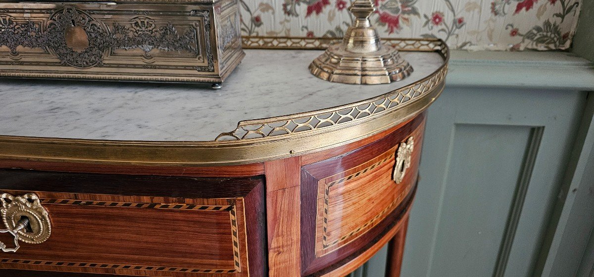 Louis XVI Period Console, In Precious Wood Veneer -photo-1