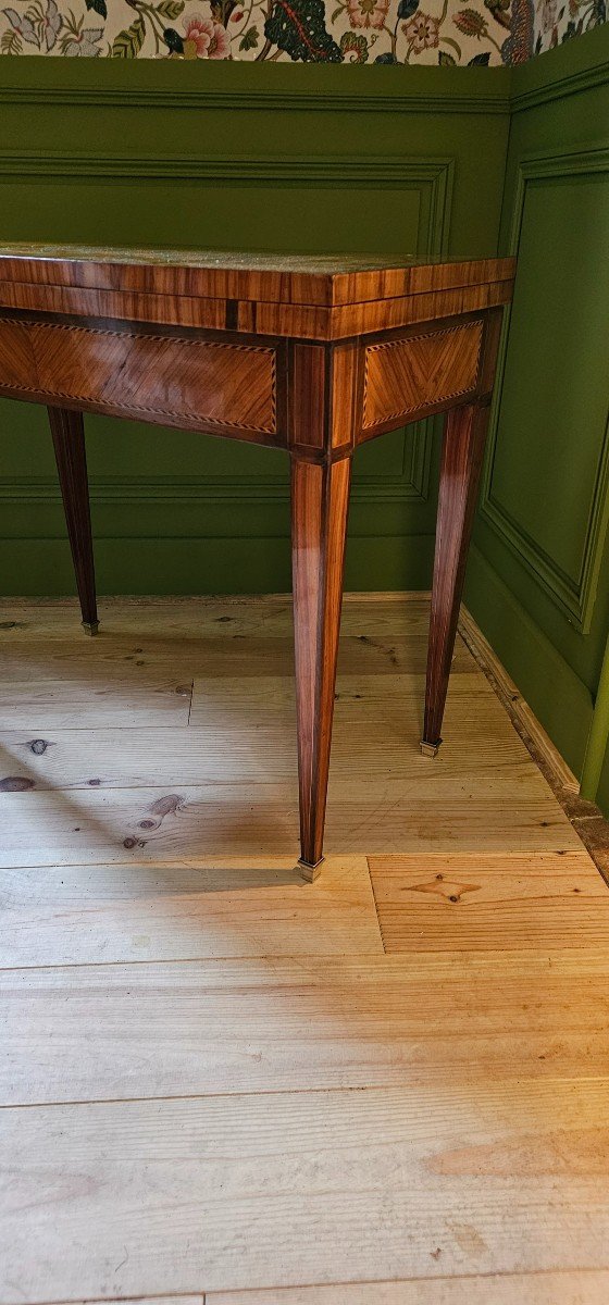 Louis XVI Style Games Table And Its Landscape Marquetry. 19th Century-photo-2