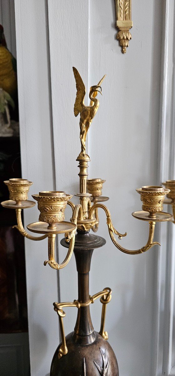 Pair Of Barbedienne And Cahieux Candelabra, 19th Century-photo-3