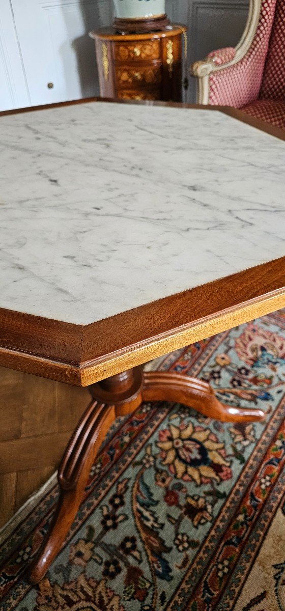 Louis XVI Period Breakfast Table In Mahogany And Marble.-photo-3