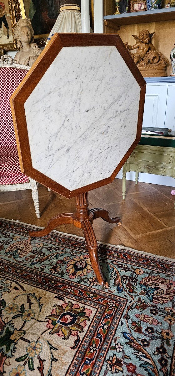 Louis XVI Period Breakfast Table In Mahogany And Marble.-photo-4