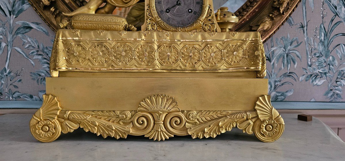 Louis-philippe Period Odalisque Clock In Gilt Bronze. Devaulx Watchmaker.-photo-3