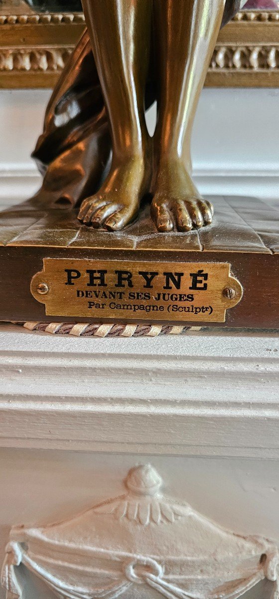 Phryne Before Her Judges By Campaign, Bronze 19th Century Bronze From The End Of The 19th Century.-photo-2