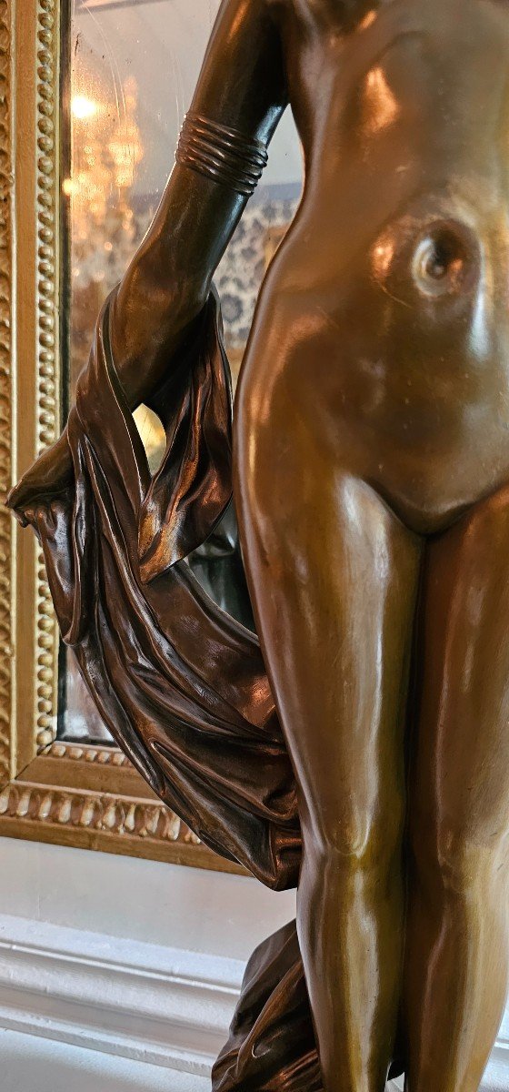 Phryne Before Her Judges By Campaign, Bronze 19th Century Bronze From The End Of The 19th Century.-photo-3
