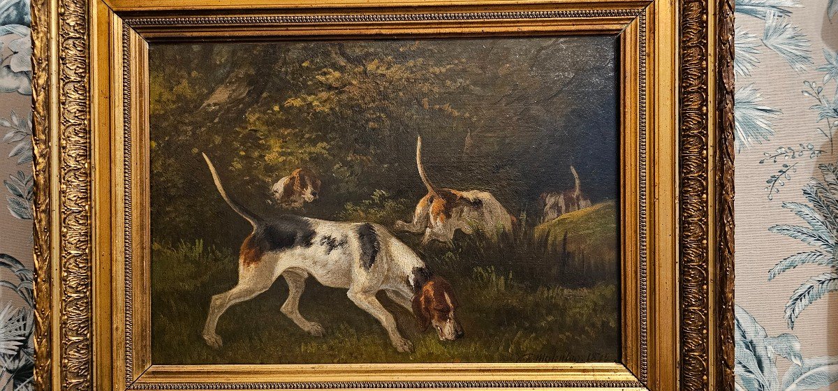 Paul Malenson (1817-1880), The Hunting Pack. Oil On Canvas. -photo-2