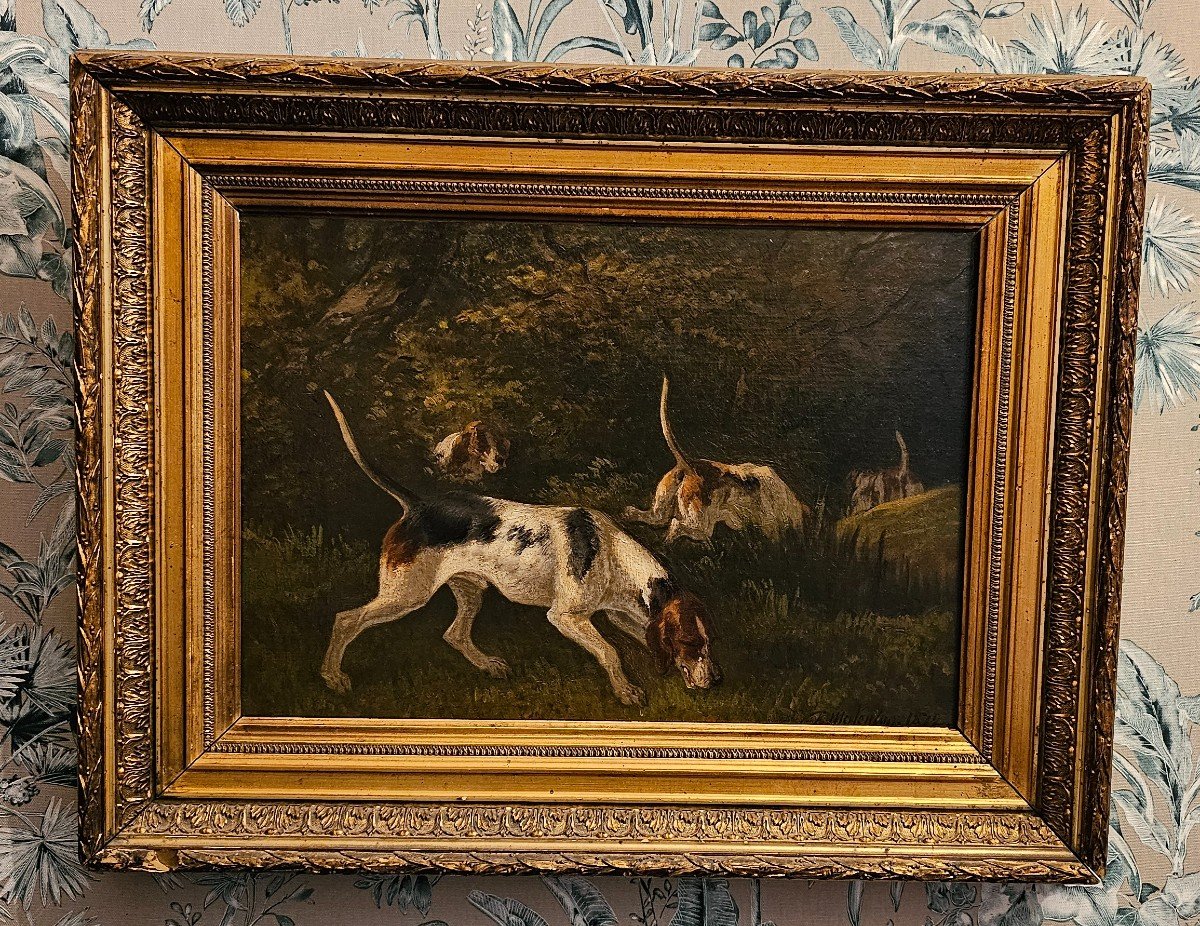 Paul Malenson (1817-1880), The Hunting Pack. Oil On Canvas. 