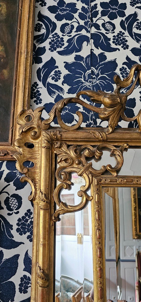 Large Golden Mirror With Parecloses Napoleon 3-photo-3