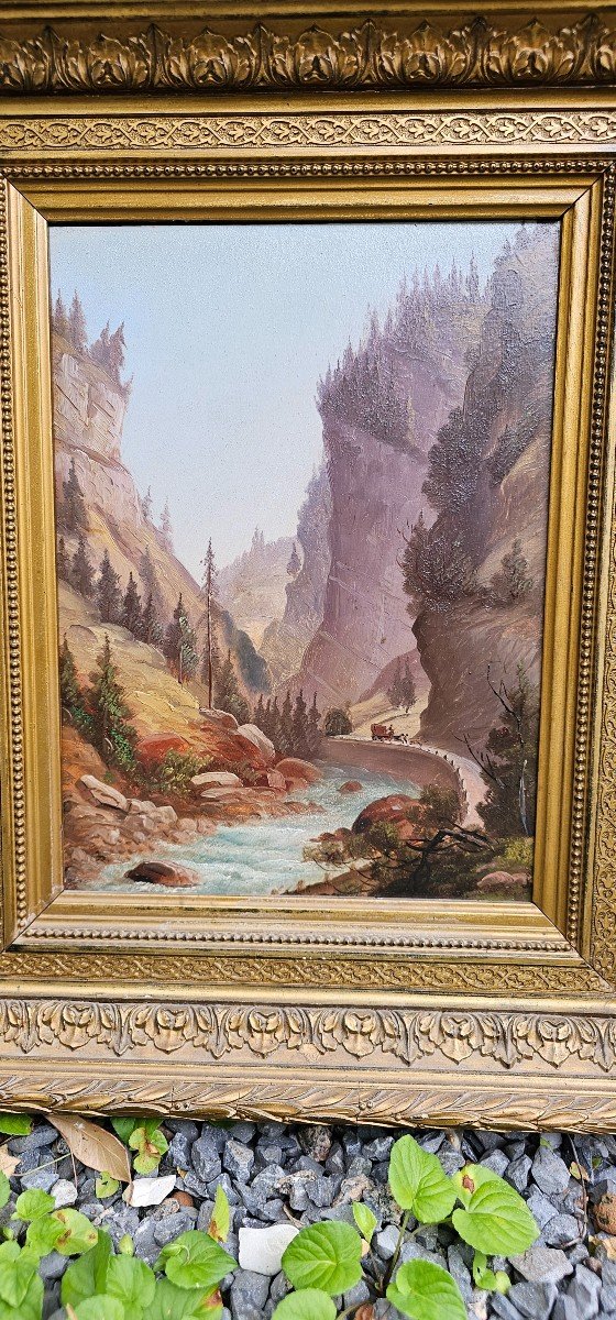 Barthélemy Menn (1815-1893) Oil On Cardboard Swiss Mountain Landscape-photo-1