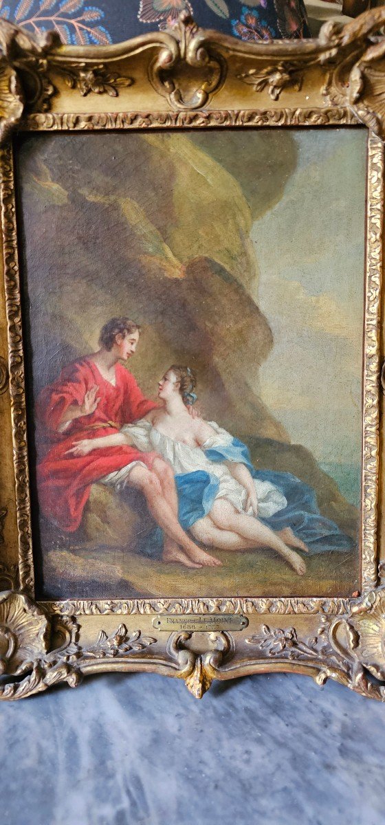 Daphnis And Chloé, Oil On Canvas 18th Century After François Boucher. -photo-2