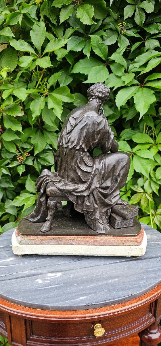 Bronze On Marble By Erato Muse Of Poetry 19th Century By Mercier  -photo-7