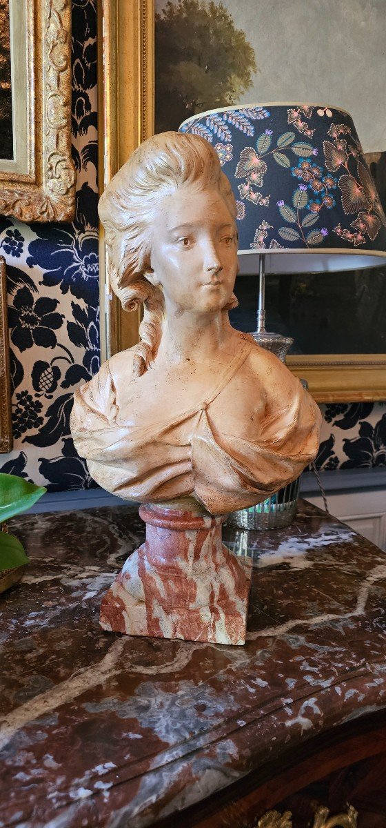 Terracotta Bust Woman From The 18th Eme.-photo-2