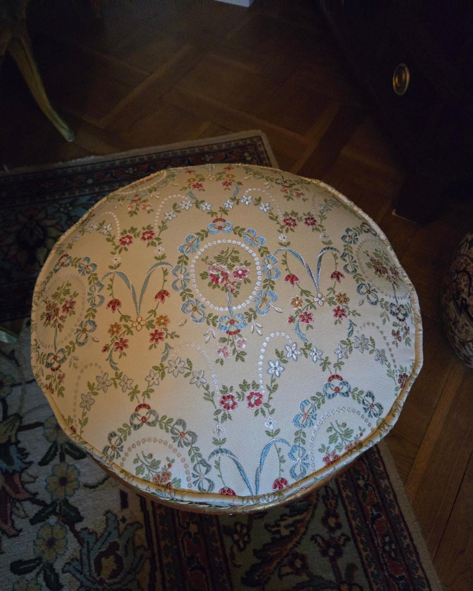 Tabouret De Piano En Bois Doré Style Louis XVI XIX ème-photo-3