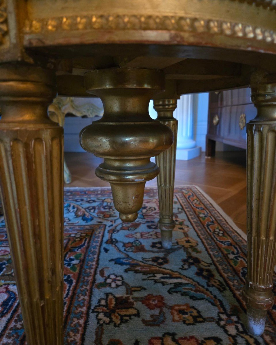 Tabouret De Piano En Bois Doré Style Louis XVI XIX ème-photo-4