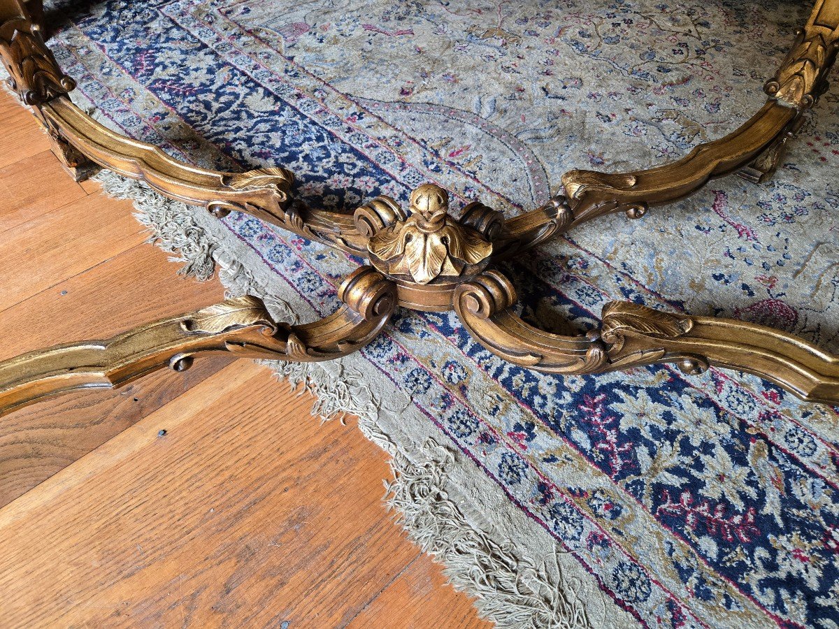 Louis XIV Style Center Table In Gilded Wood, 19th Century. -photo-2