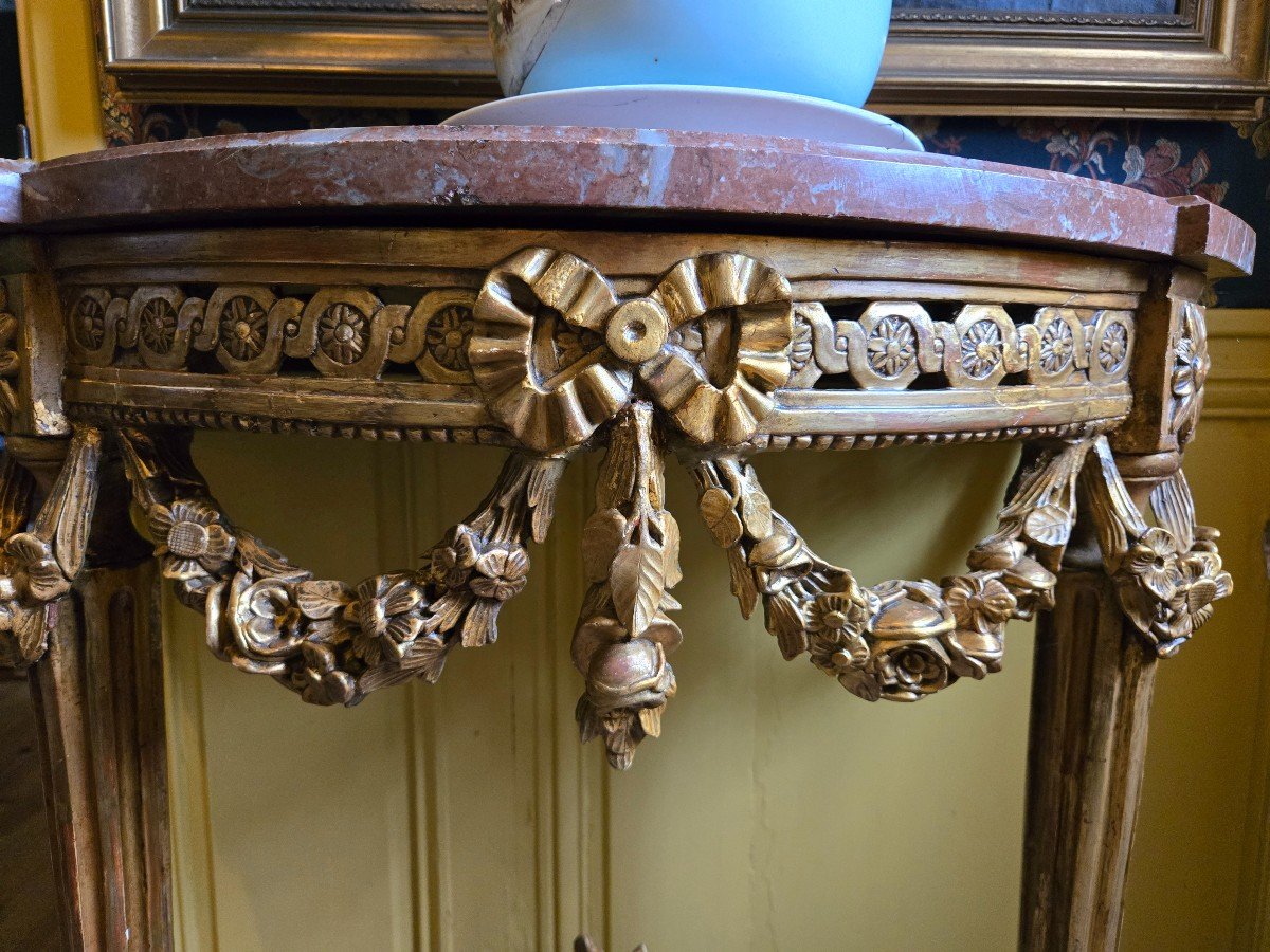 Louis XVI Period Console Table In Carved And Gilded Wood.-photo-3