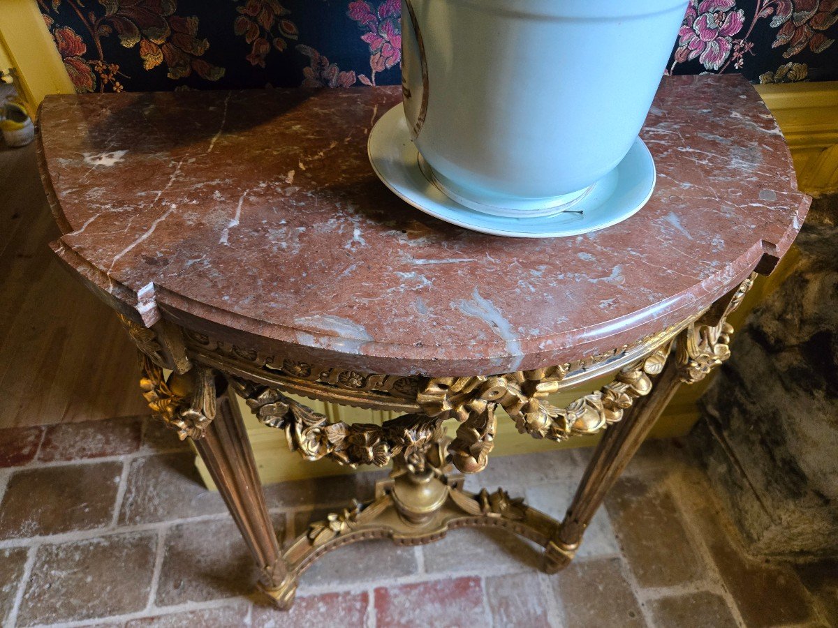 Louis XVI Period Console Table In Carved And Gilded Wood.-photo-4