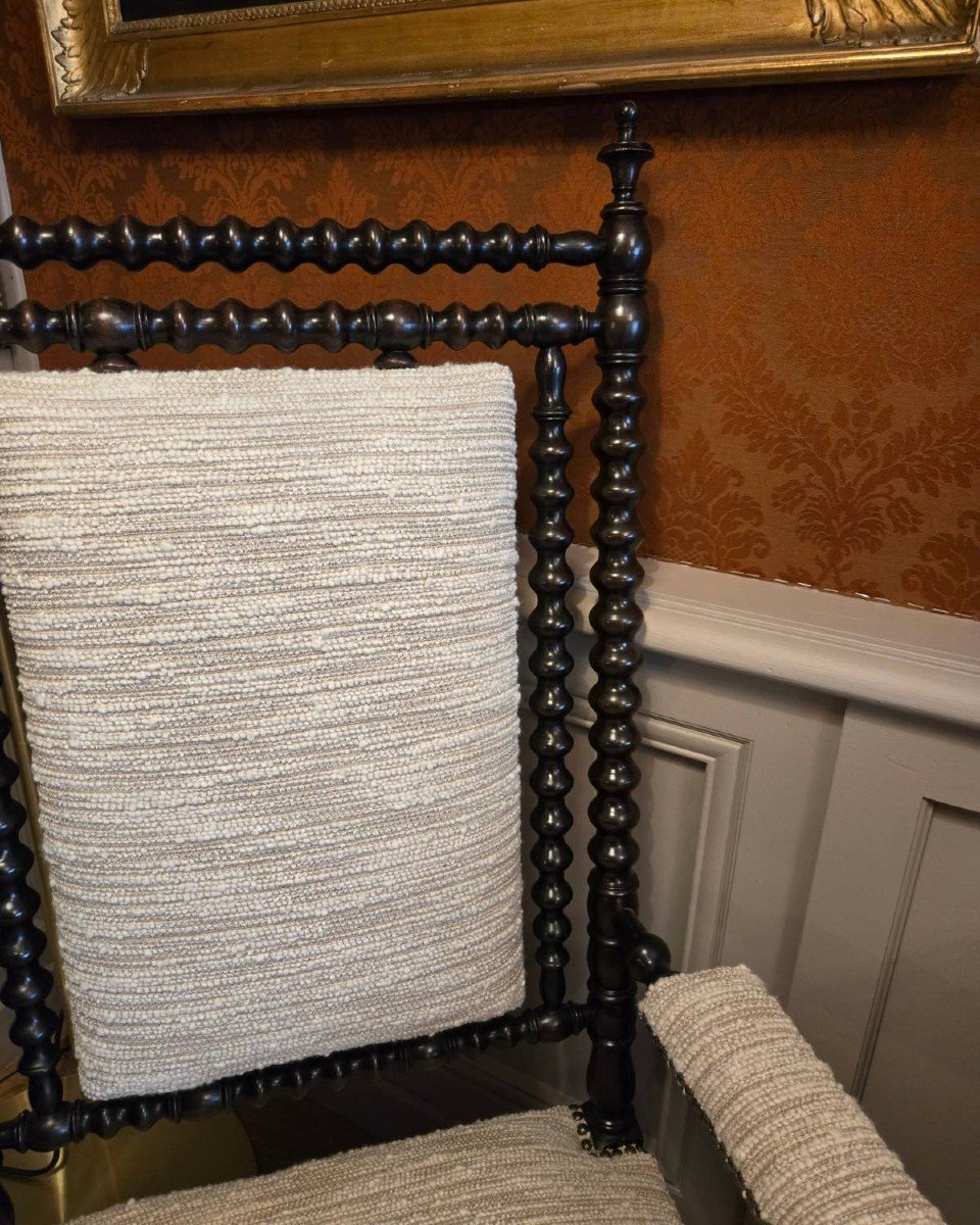 Gothic Armchair With Pearl Columns Circa 1840 Turned Maple Armchair.-photo-3