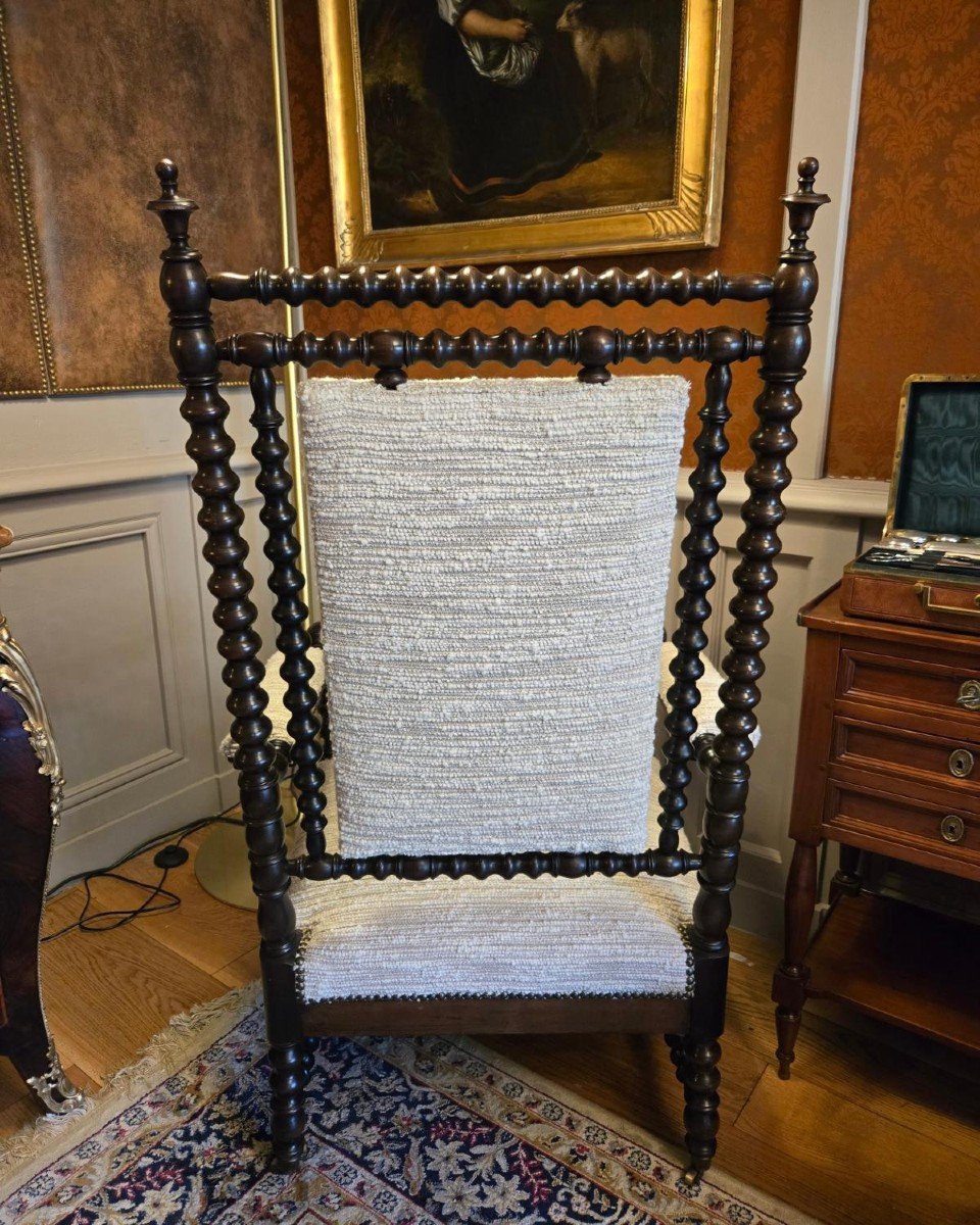 Gothic Armchair With Pearl Columns Circa 1840 Turned Maple Armchair.-photo-1