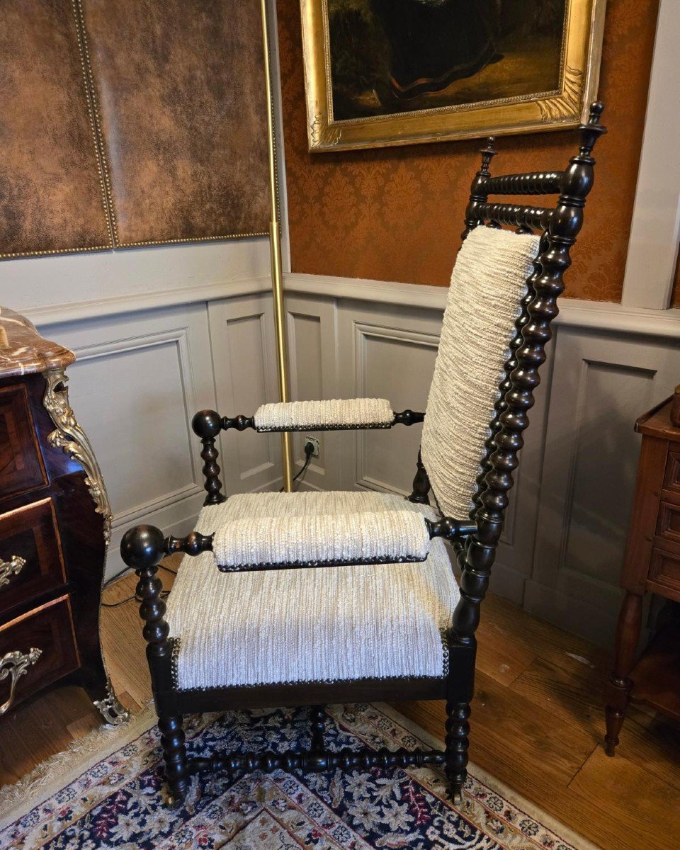 Gothic Armchair With Pearl Columns Circa 1840 Turned Maple Armchair.-photo-2