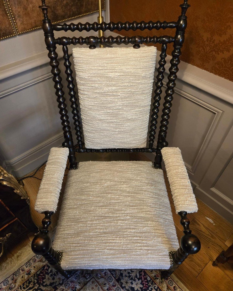 Gothic Armchair With Pearl Columns Circa 1840 Turned Maple Armchair.-photo-4