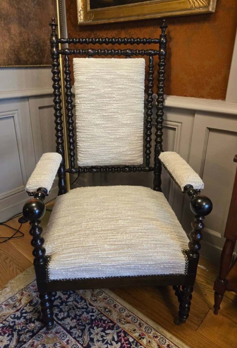 Gothic Armchair With Pearl Columns Circa 1840 Turned Maple Armchair.