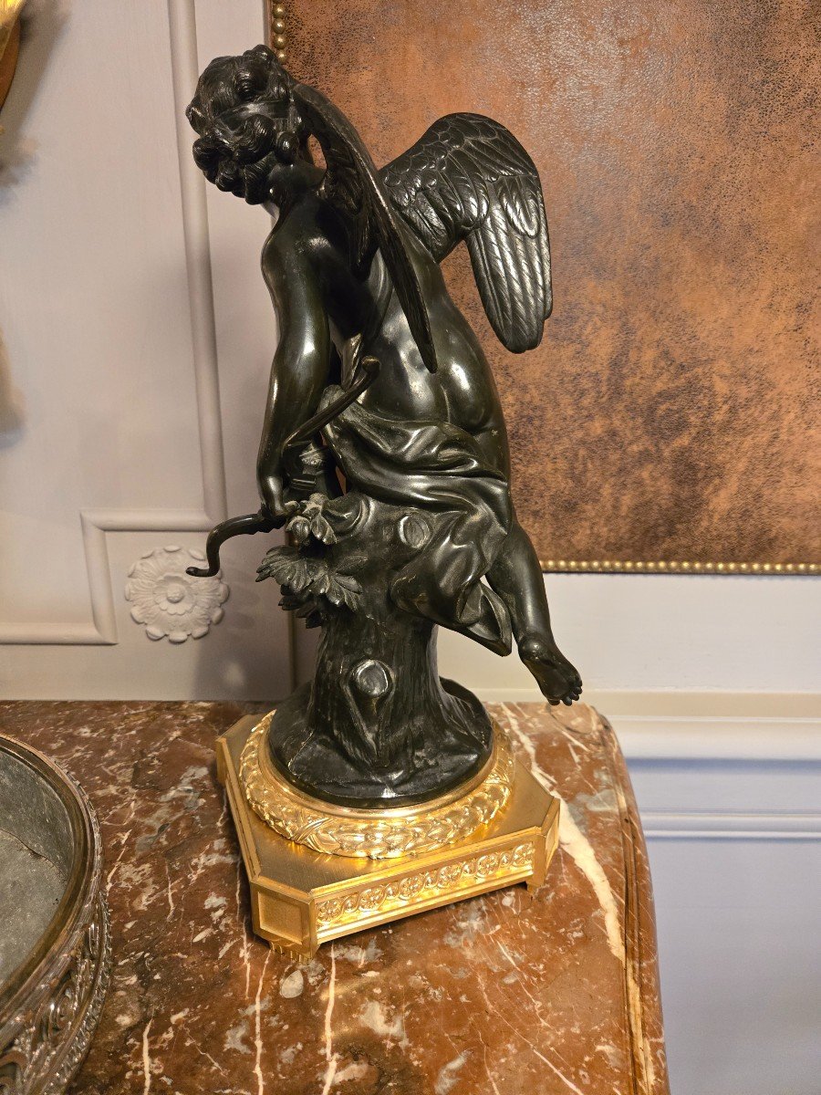 Eros d'Après J-b Pigalle, Sculpture En Bronze Du XIXème Siècle.-photo-3