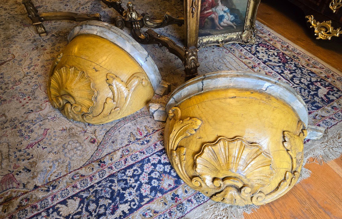 Pair Of Large Wall Consoles, 18th Century. 