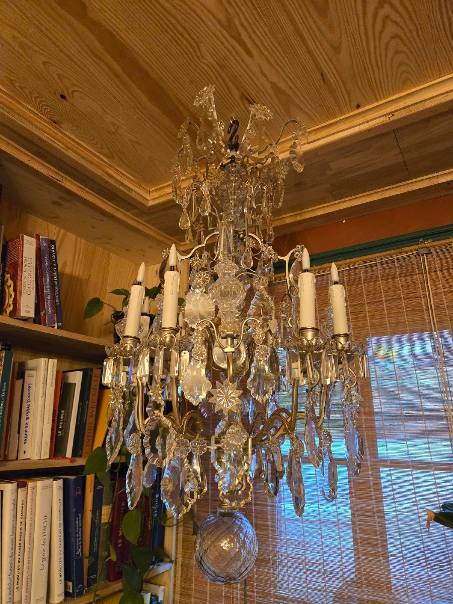 Louis XV Style Cage Chandelier, Baccarat And Bronze -photo-3