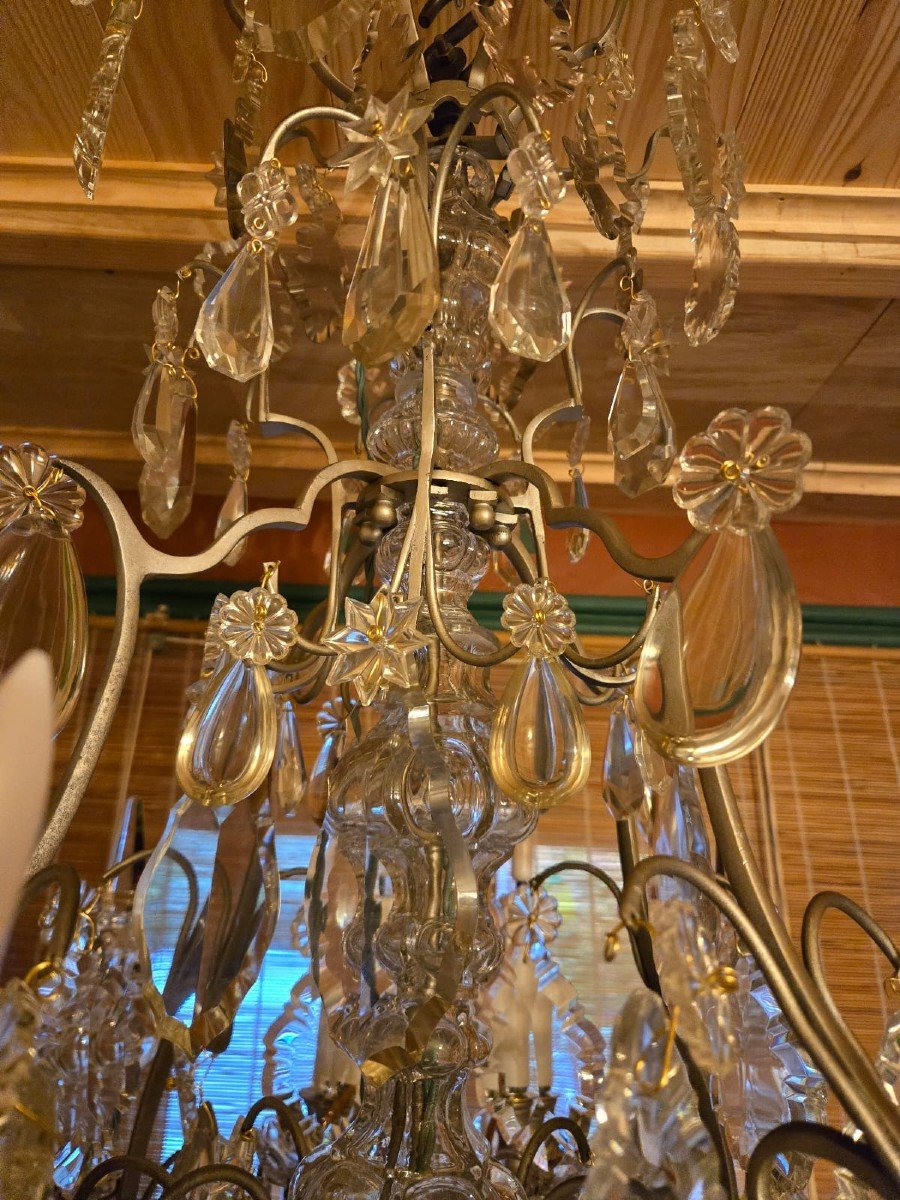 Louis XV Style Cage Chandelier, Baccarat And Bronze -photo-3