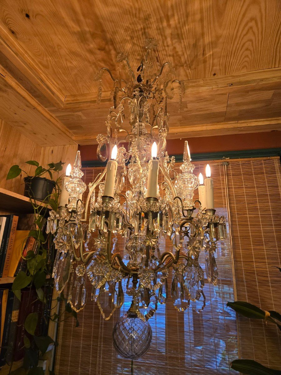 Louis XV Style Cage Chandelier, Baccarat And Bronze -photo-5