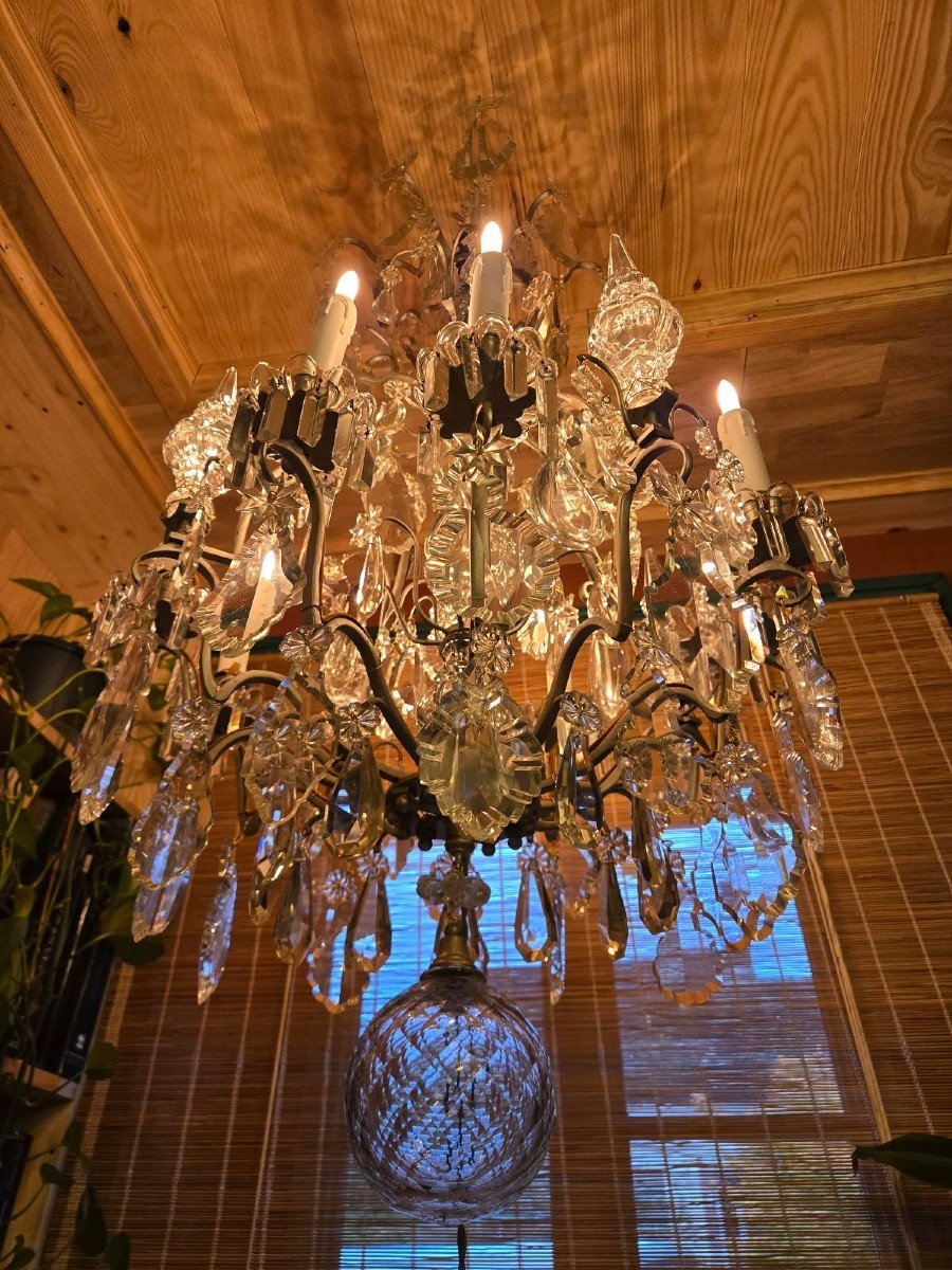 Louis XV Style Cage Chandelier, Baccarat And Bronze -photo-6