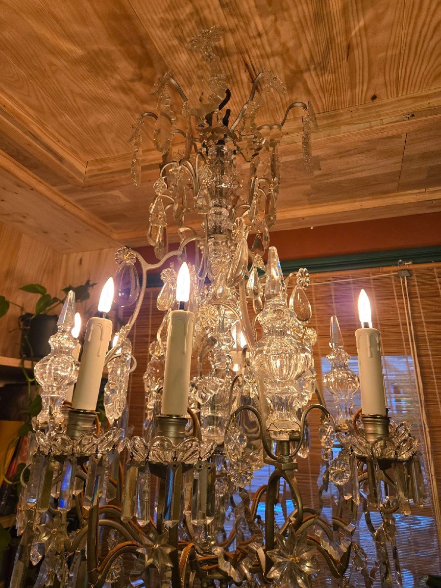 Louis XV Style Cage Chandelier, Baccarat And Bronze -photo-7