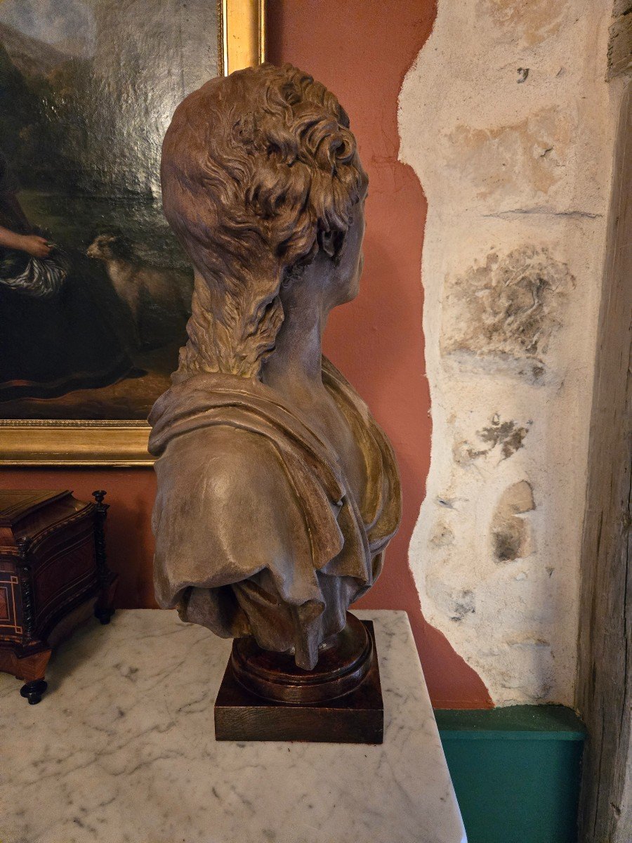 After Ja Houdon, Bust Of Antoine Barnave In Patinated Plaster, Late 19th Century-photo-4