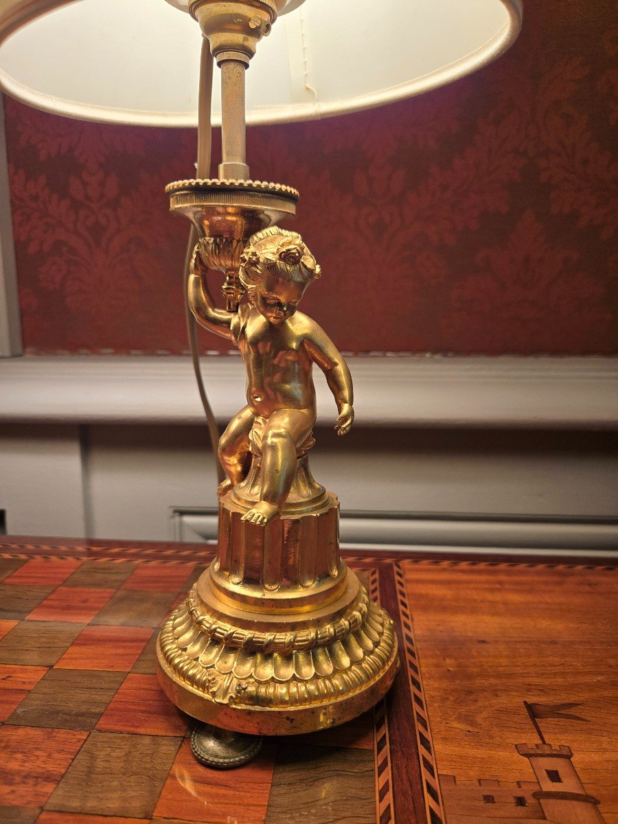 Pair Of Louis XVI Style Gilt Bronze Children's Lamps.  -photo-2