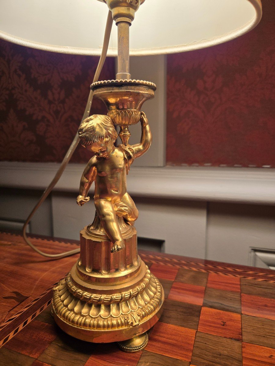 Pair Of Louis XVI Style Gilt Bronze Children's Lamps.  -photo-3