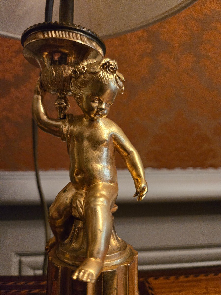 Pair Of Louis XVI Style Gilt Bronze Children's Lamps.  -photo-1