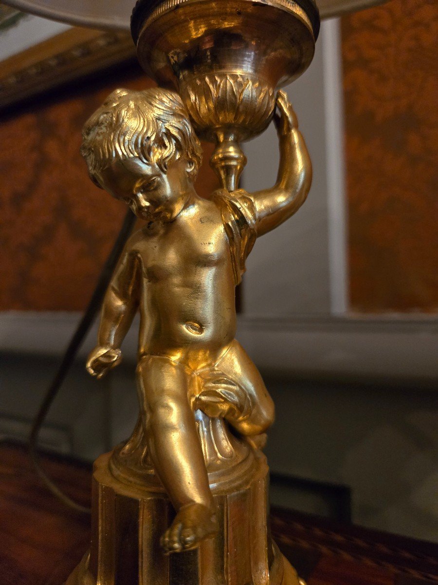 Pair Of Louis XVI Style Gilt Bronze Children's Lamps.  -photo-2